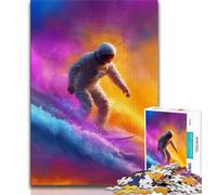 Puzzle per adolescenti con astronauta che fa surf nello spazio, 1000 pezzi, modelli da assemblare, attività divertenti da fare a casa, regalo di compleanno, regali da viaggio, 38x26cm