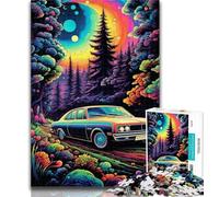 Puzzle per adolescenti con auto al neon nella natura, 1000 pezzi, per adolescenti e adulti, interessante interazione genitore-figlio per ridurre lo stress, 26x38cm