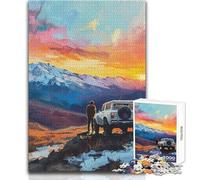 Puzzle per adolescenti con avventura al tramonto in montagna e SUV, 1000 pezzi, risoluzione dei problemi, divertimento educativo, meravigliosa opzione regalo premurosa, dimensioni 38x26cm