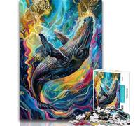 Puzzle per adolescenti con balena acquerello, giocattoli avvincenti per sfidare l'intelligenza cerebrale, regalo di compleanno, regali, arte murale (75x50cm)