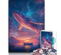 Puzzle per adolescenti con balena che salta fuori, giocattoli avvincenti per sfidare l'intelligenza cerebrale, regalo di compleanno, regali, arte murale (75x50cm)
