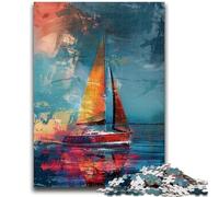 Puzzle per adolescenti con barca a vela dipinta a olio, puzzle da 1000 pezzi, educativo e didattico, ideale come regalo per tutta la famiglia (38x26cm)