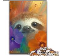 Puzzle per adolescenti con bradipo arcobaleno, gioco stimolante, ideale come regalo per tutta la famiglia, 70x100cm