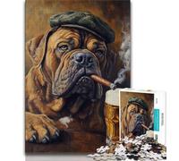 Puzzle per adolescenti con cane Bullmastiff che fuma, 1000 pezzi, gioco per famiglie, antistress, sfida difficile, collezione di artisti, belle arti (38x26cm)