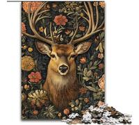 Puzzle per adolescenti con cervi e fiori, dai 14 anni in su, adatti per attività divertenti in coppia a casa, regalo di compleanno, regalo da viaggio (dimensioni 26x38cm)