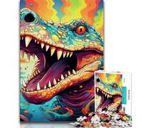 Puzzle per adolescenti con coccodrilli colorati, giocattoli che creano dipendenza, sfida di intelligenza cerebrale, regalo di compleanno, regali, arte murale 75x50cm