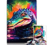 Puzzle per adolescenti con coccodrilli del Nilo colorati, puzzle per adulti, decorazione artistica da parete e idea regalo di compleanno per amici, ufficio a casa 50x75cm
