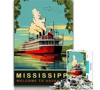 Puzzle per adolescenti con crociera in battello a vapore, stimolanti giochi giocattolo Ogni pezzo è unico Gioco stimolante e divertente per tutta la famiglia, 75x50cm