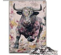 Puzzle per adolescenti con dipinto a olio di un toro, per bambini dai 14 anni in su, decorazione per la casa come regalo per tutta la famiglia e gli amici (dimensioni 50x75cm)