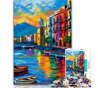 Puzzle per adolescenti con dipinto di Napoli, lungomare, puzzle per adolescenti, giochi educativi, decorazione per la casa, adatti per la decorazione della scrivania (dimensioni 38x26cm)