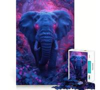 Puzzle per adolescenti con elefanti al neon, 1000 pezzi, gioco di logica, passatempo per la casa, taglio preciso, regalo per le feste (38x52cm)