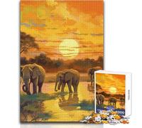 Puzzle per adolescenti con elefanti e tramonto in Africa, 1000 pezzi, gioco educativo per la concentrazione mentale, idea regalo speciale e commovente, dimensioni 38x52cm