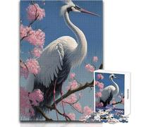 Puzzle per adolescenti con fiori di ciliegio e gru, Giappone, 1000 pezzi, gioco educativo di osservazione e abilità, regalo perfetto e significativo per le feste, dimensioni 38x52cm