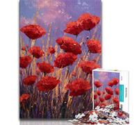 Puzzle per adolescenti con fiori di papavero dipinti a olio, aiutano il cervello a esercitare giocattoli avvincenti per coltivare la pazienza, decorazione da parete 50x75cm