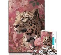 Puzzle per adolescenti con fiori e leopardi puzzle per adulti 1000 pezzi giocattoli educativi per l'apprendimento giochi per famiglie migliorano l'amore tra coppie (26x38cm)