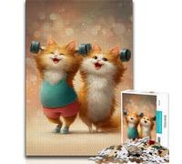 Puzzle per adolescenti con gatti che sollevano pesi, 1000 pezzi, puzzle da assemblare, attività divertenti da fare a casa, regalo di compleanno, regali da viaggio (38x26cm)