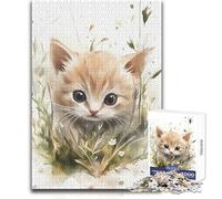 Puzzle per adolescenti con gattino carino nell'erba, 1000 pezzi, gioco educativo di abilità di osservazione, regalo perfetto e significativo per le feste, dimensioni 50x75cm
