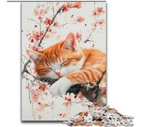 Puzzle per adolescenti con gatto acquerello e fiori di ciliegio, dai 14 anni in su Ogni pezzo è unico Gioco divertente e stimolante per tutta la famiglia Ottima idea regalo dimensioni 50x75cm