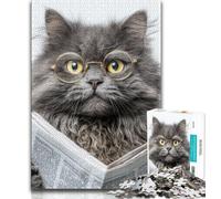Puzzle per adolescenti con gatto che legge il giornale puzzle per adulti giochi educativi decorazioni per la casa ideali come regali per tutta la famiglia 26x38cm