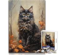 Puzzle per adolescenti con gatto Maine Coon, 1000 pezzi, gioco educativo di abilità di osservazione, regalo perfetto e significativo per le feste, dimensioni 50x75cm