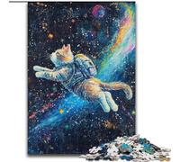 Puzzle per adolescenti con gatto nello spazio, puzzle da 1000 pezzi, attività divertenti per la famiglia a casa, regalo di compleanno, regali da viaggio (dimensioni 50x75cm)