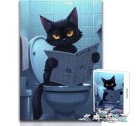 Puzzle per adolescenti con gatto nero che legge il giornale, 1000 pezzi, risoluzione dei problemi, divertimento educativo, meravigliosa opzione regalo premurosa, dimensioni 38x26cm