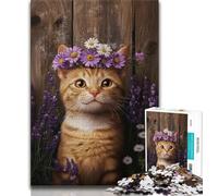 Puzzle per adolescenti con gatto tra i fiori 1000 pezzi giocattoli educativi per l'apprendimento giochi per famiglie che migliorano l'amore tra coppie (50x75cm)