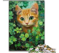 Puzzle per adolescenti con gatto tra le foglie verdi, 1000 pezzi, per età 14+, giochi divertenti, attività divertenti a casa, regali di compleanno, regali di viaggio (dimensioni 50x75cm)