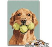 Puzzle per adolescenti con Golden Retriever che gioca a tennis, puzzle per adolescenti, antistress, per ammazzare il tempo, lista dei desideri con Babbo Natale (75x50cm)