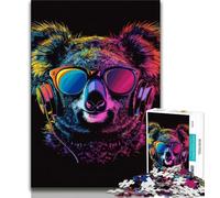 Puzzle per adolescenti con koala e occhiali da sole con pezzi completamente interconnessi e di forma casuale per ragazzi dai 14 anni in su (50x75cm)