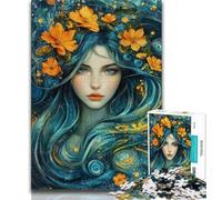 Puzzle per adolescenti con la bambina dei fiori, aiuta il cervello a esercitare i giocattoli avvincenti per coltivare la pazienza, regalo per compleanni, 38x26cm