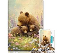Puzzle per adolescenti con la famiglia di orsi bruni, puzzle da 1000 pezzi, aiuta il cervello a esercitare i giocattoli avvincenti per coltivare la pazienza, un'opera d'arte (38x26cm)