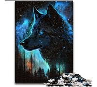Puzzle per adolescenti con lupo e cielo notturno nella foresta, 1000 pezzi, giochi educativi, decorazioni per la casa, decorazioni e regali unici (26x38cm)