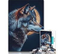 Puzzle per adolescenti con lupo e luna piena 1000 pezzi regalo per adulti per gioco educativo sfida collezione di artisti belle arti (26x38cm)