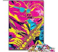 Puzzle per adolescenti con maialino che suona il sassofono, 1000 pezzi, adatto per bambini dai 14 anni in su, ideale come regalo per tutta la famiglia (50x75cm)