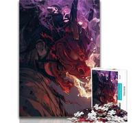 Puzzle per adolescenti con maschera di volpe anime, 1000 puzzle, giocattoli educativi per l'apprendimento, giochi per famiglie con poster abbinato e foglio di quiz, 38x26cm