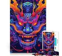 Puzzle per adolescenti con maschera Oni Yokai al neon, 1000 pezzi, gioco di logica mentale, antistress, taglio preciso, regalo di compleanno (38x26cm)