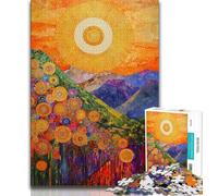 Puzzle per adolescenti con montagne dipinte al tramonto, difficili da completare ma divertenti e umoristici, con poster abbinato e foglio di quiz, 50x75cm