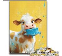 Puzzle per adolescenti con mucca che mangia la torta, 2000 pezzi, per età 14+, gioco, decorazione da parete, regali unici per compleanno e Natale (70x100cm)