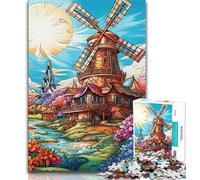 Puzzle per adolescenti con mulini a vento colorati, ideali come regali per tutta la famiglia, adatti a bambini di età compresa tra 14 e 75 anni (dimensioni 75x50cm)