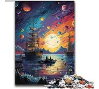 Puzzle per adolescenti con nave pirata nell'universo, giocattoli avvincenti per la decorazione della casa, sfida all'intelligenza cerebrale (70x100cm)