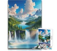 Puzzle per adolescenti con paesaggio di cascata di montagna, 1000 pezzi, gioco educativo di abilità di osservazione, regalo perfetto e significativo per le feste, dimensioni 38x52cm