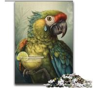 Puzzle per adolescenti con pappagallo che beve caffè, 2000 pezzi, giochi educativi fai da te con poster abbinato e foglio di quiz per età 14+ (70x100cm)