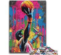 Puzzle per adolescenti con pittura a olio sul tema del basket, adatti dai 14 anni in su, giochi per famiglie, ideali come regalo per tutta la famiglia, 50x75cm