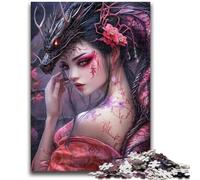 Puzzle per adolescenti con ragazza anime e drago volante, puzzle per adolescenti, giocattoli da gioco, ogni pezzo è unico - gioco divertente e stimolante per tutta la famiglia (38x26cm)
