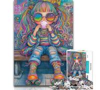 Puzzle per adolescenti con ragazza arcobaleno, 1000 pezzi, gioco per famiglie, antistress, sfida difficile, regali di Babbo Natale segreto, 50x75cm