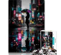 Puzzle per adolescenti con ragazza che tiene un ombrello puzzle per adulti da 1000 pezzi giocattolo educativo intellettuale decomprimente regali di Babbo Natale segreto (50x75cm)