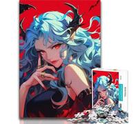 Puzzle per adolescenti con ragazza demone anime, puzzle per adolescenti per ammazzare il tempo durante le vacanze a casa con pezzi completamente interconnessi di forma casuale (dimensioni 38x26cm)