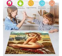 Puzzle per adolescenti con ragazza di campagna, aiuta il cervello a esercitare giocattoli avvincenti per coltivare la pazienza, decorazione da parete (38x26cm)