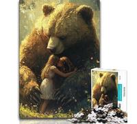 Puzzle per adolescenti con ragazza e orso bruno, 1000 pezzi, difficili da completare ma divertenti e divertenti, decorazioni e regali unici per la casa, 50x75cm